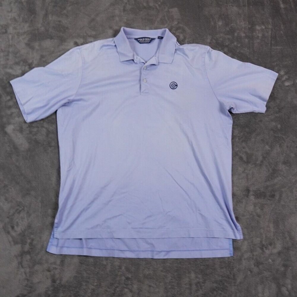 Vintage Polo Golf Ralph Lauren Shirt Mens Large Blue Pima Cotton 2 Pony Logos